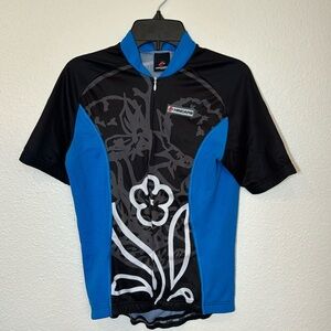 EUC - Hincapie - Women´s Flower Cycling Shirt w bottle/snack & zippered pockets